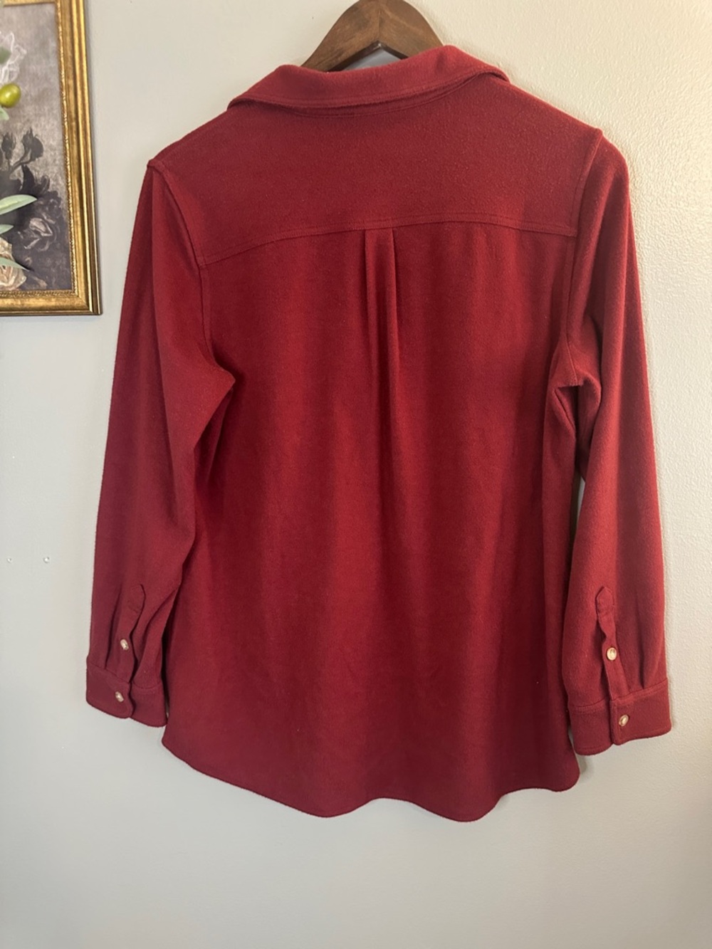 Coldwater Creek Petite Small Red Knit Button Front Shirt Jacket Top PS - Picture 8 of 8